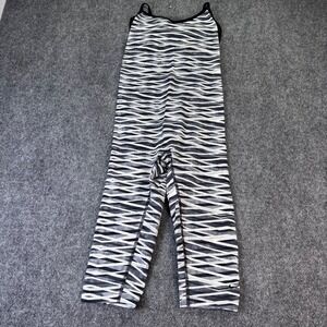 Nike Dri-FIT Women XS Black White Geometric‎ Print Bodysuit Unitard Activewear